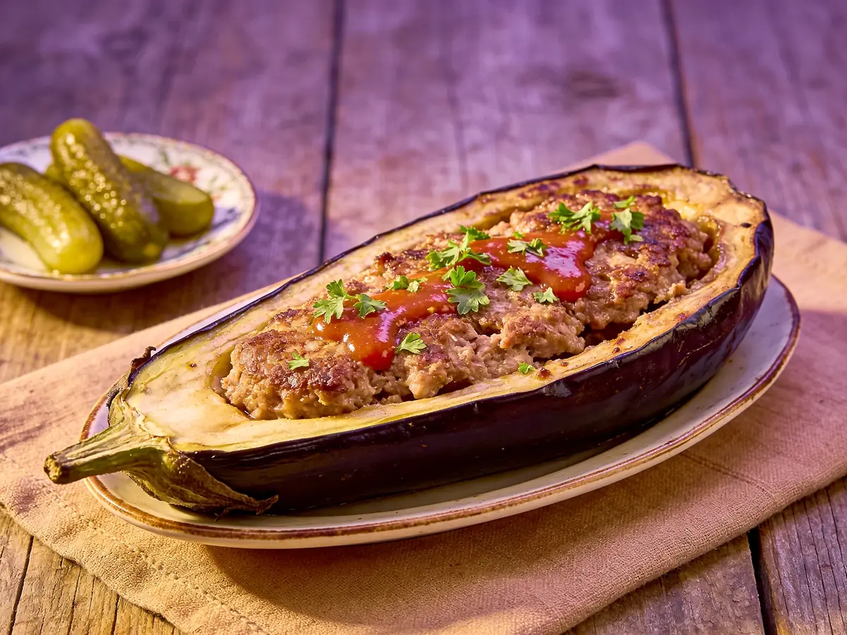 Baked Eggplant with Meat and Cheese with bell pepper, cheese and eggplant — Austria recipe