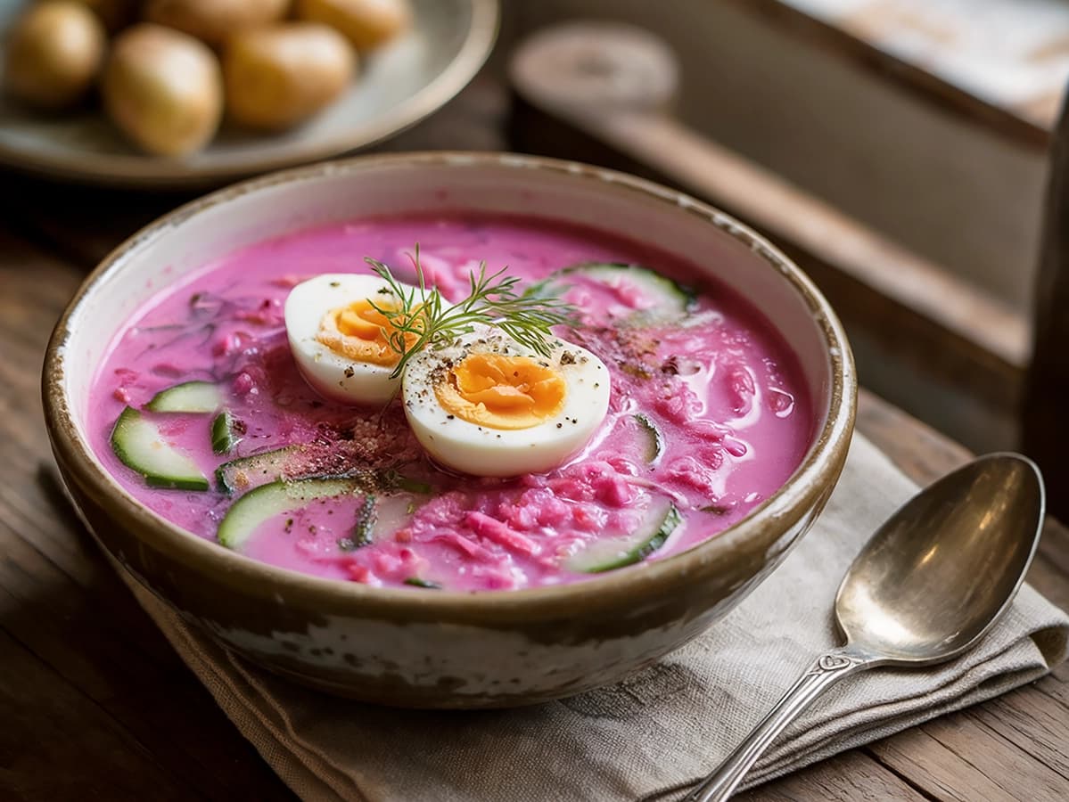 Cold Beet Soup with beet, kefir and cucumber — Belarus recipe