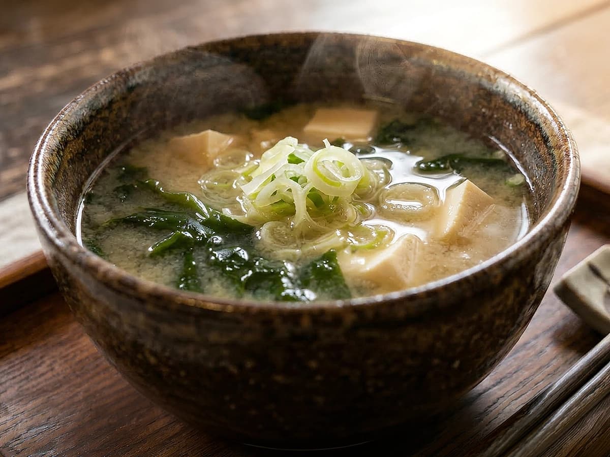 Miso Soup with miso paste, tofu and dashi — Japan recipe