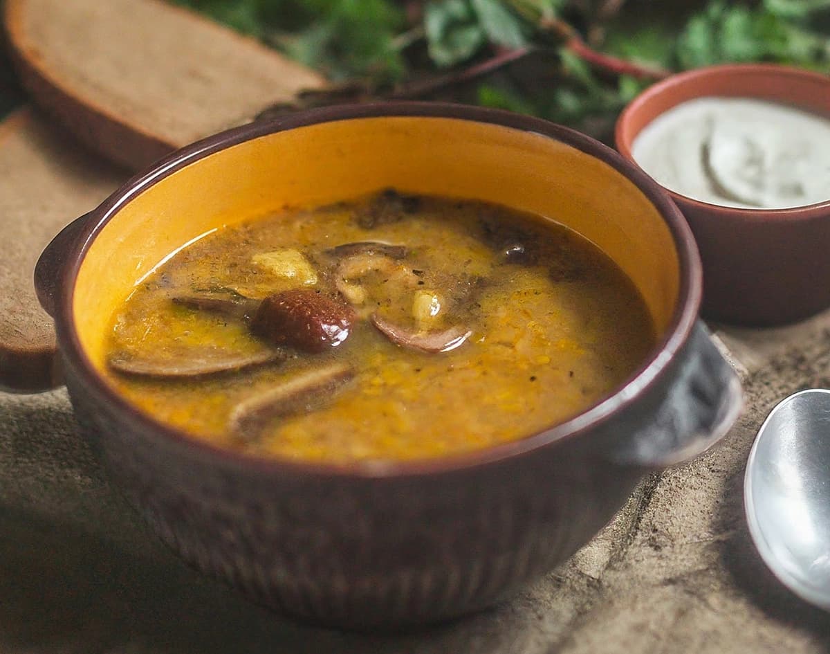Mushroom Soup with mushroom, pearl barley and potato — Russia recipe