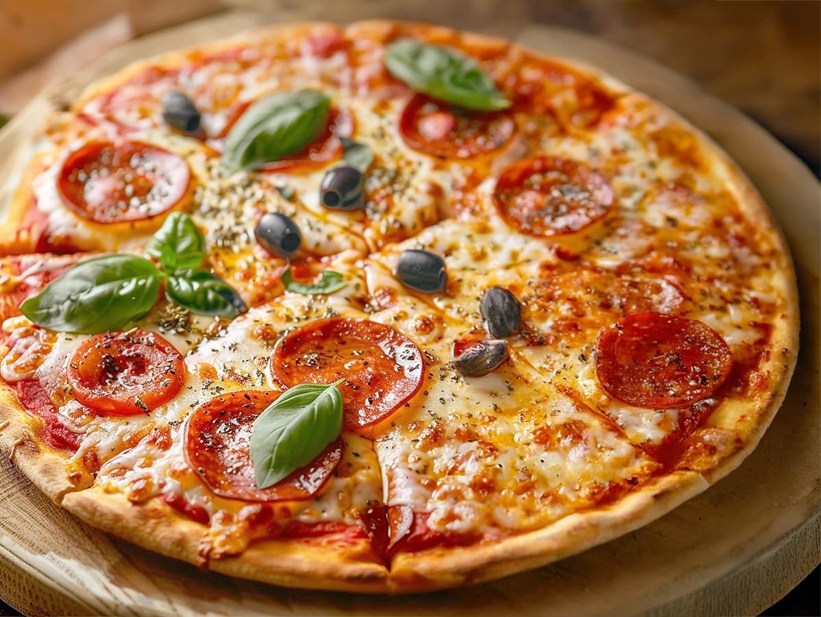 Pizza with bell pepper, dry yeast and flour — Italy recipe