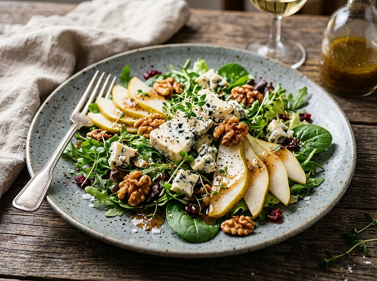 Rockfor Salad with bell pepper, cheese and cherry — France recipe