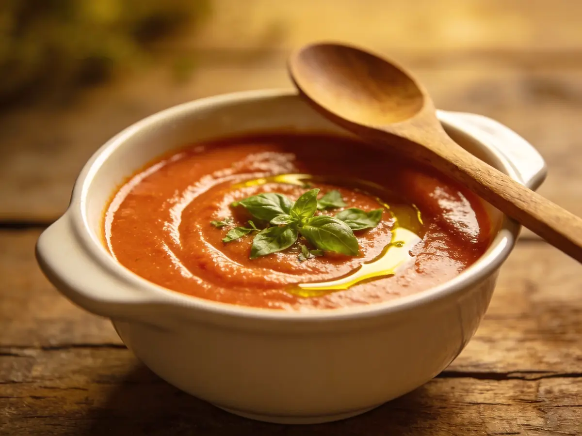 Tomato Soup with basil, beef broth and black pepper — USA recipe